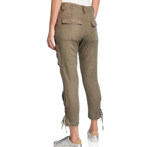 Joie Telutci Cropped Linen Cargo Pants army green - Picture 4 of 8